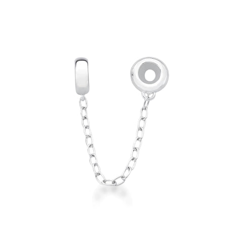 Berloque de Prata Trava de Segurança Silicone Branco