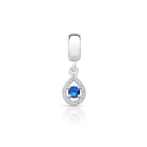 Berloque Gota Cravejado Ponto de Luz Azul