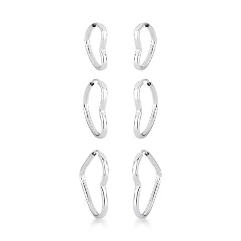 Brinco de Argola de Prata Coração Liso