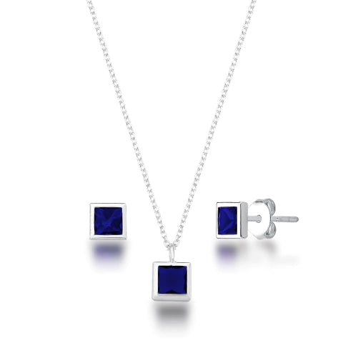 Conjunto Quadrado 6mm Azul de Prata