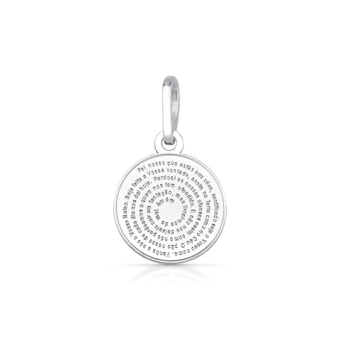 Pingente de Prata Círculo Oração Pai Nosso 11,6mm Liso