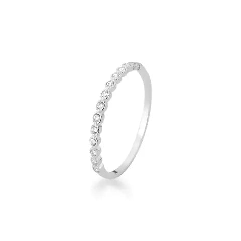 Anel de Prata Aparador Cravejado 2mm