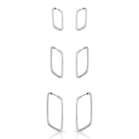 Brinco de Argola de Prata Quadrado Fio Redondo 1,2mm