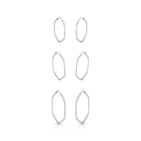 Brinco de Argola de Prata Hexágono Fio Redondo 1,2mm