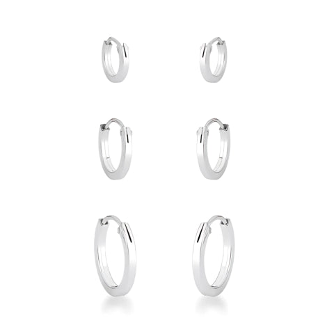Brinco de Argola de Prata Liso Rebitado Fio Quadrado