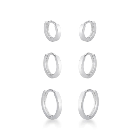 Brinco de Argola de Prata Liso Fio Quadrado