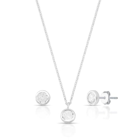 Conjunto de Prata Ponto de Luz Cristal