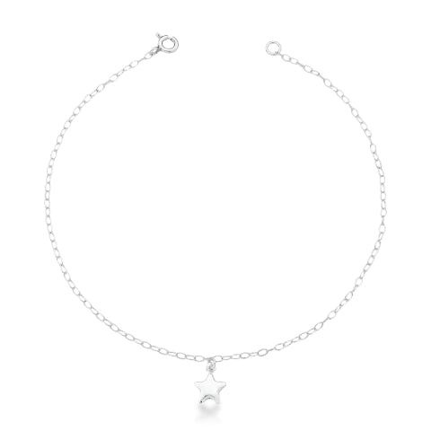 Tornozeleira de Prata 1 Estrela Mini Liso