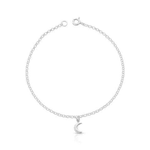 Tornozeleira de Prata 1 Lua Mini Liso