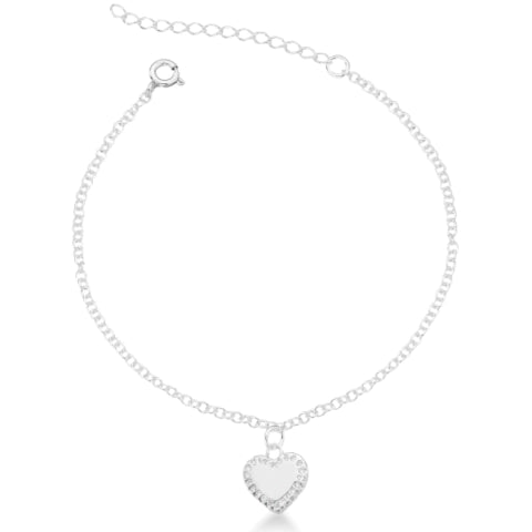 Pulseira Coração Cravejada de Prata
