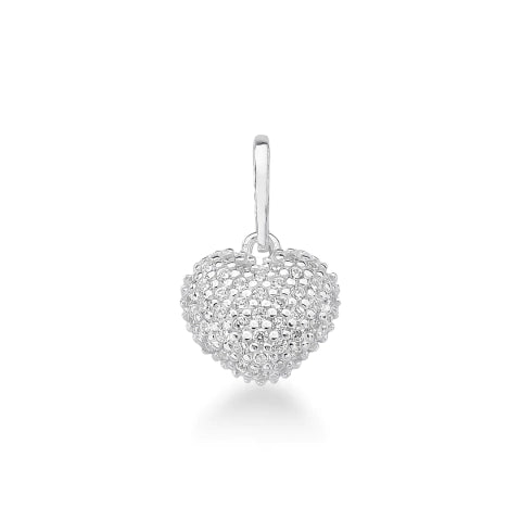 Pingente de Prata Coração Cravejado 12,5mm