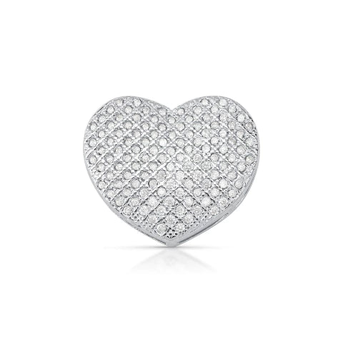 Pingente de Prata Coração Cravejado 22mm