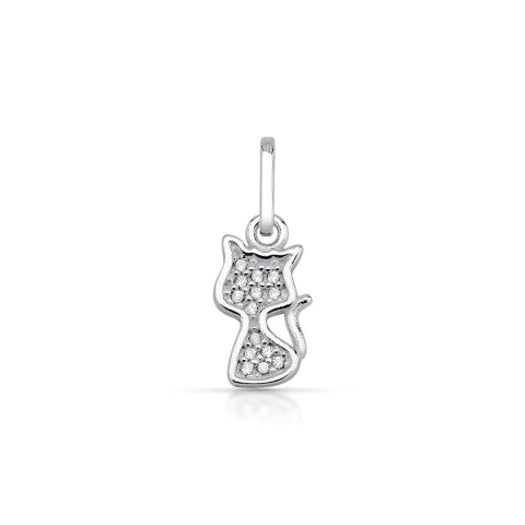 Pingente de Prata Gato Cravejado