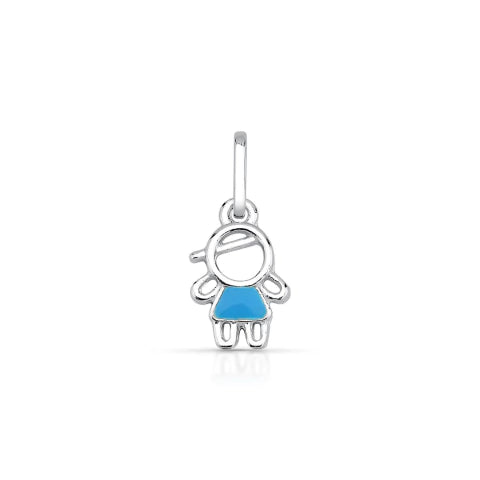 Pingente de Prata Menino Resina Azul