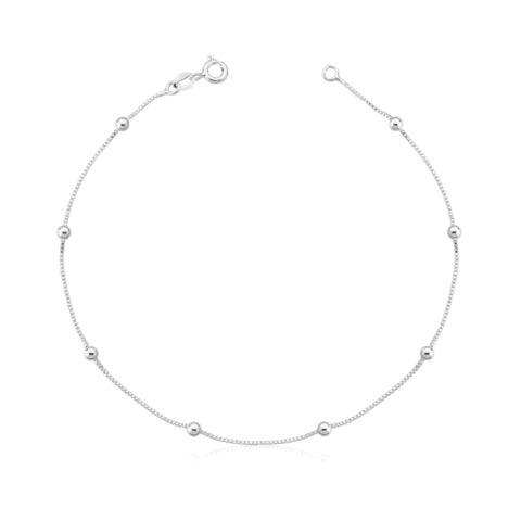 Pulseira Veneziana V15 Diamantada com Bolinha de Prata